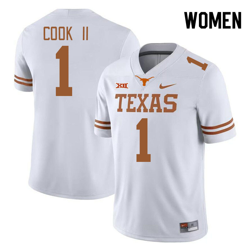 Women #1 Johntay Cook II Texas Longhorns College Football Jerseys Stitched-White